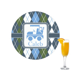 Blue Argyle Printed Drink Topper - 2.15" (Personalized)