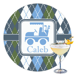 Blue Argyle Printed Drink Topper - 3.5" (Personalized)