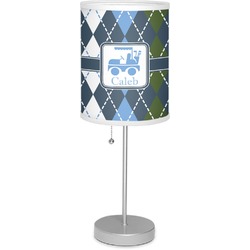 Blue Argyle 7" Drum Lamp with Shade Polyester (Personalized)
