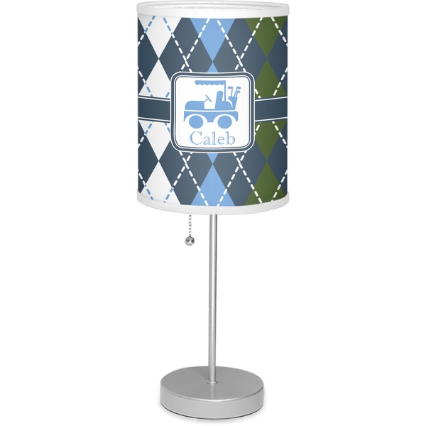 Custom Blue Argyle 7" Drum Lamp with Shade (Personalized)