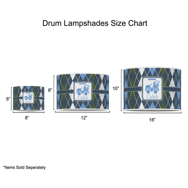 Blue Argyle Drum Lampshades - Sizing Chart