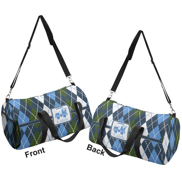 Blue Argyle Duffle bag small front and back sides
