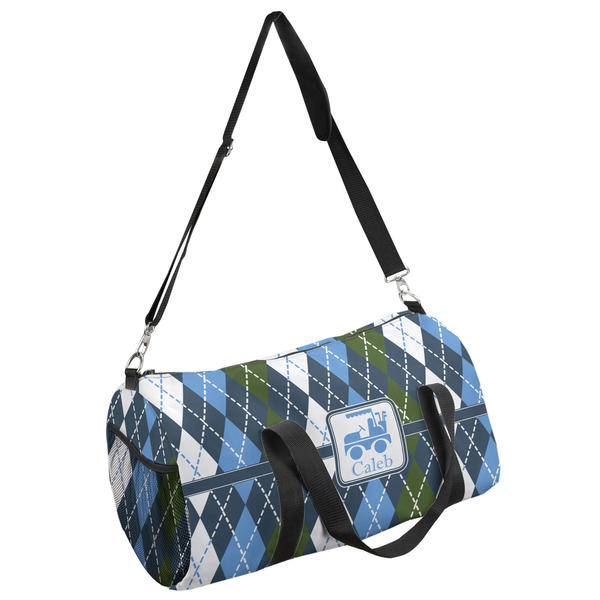 Custom Blue Argyle Duffel Bag - Large (Personalized)