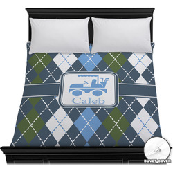 Blue Argyle Duvet Cover - Full / Queen (Personalized)