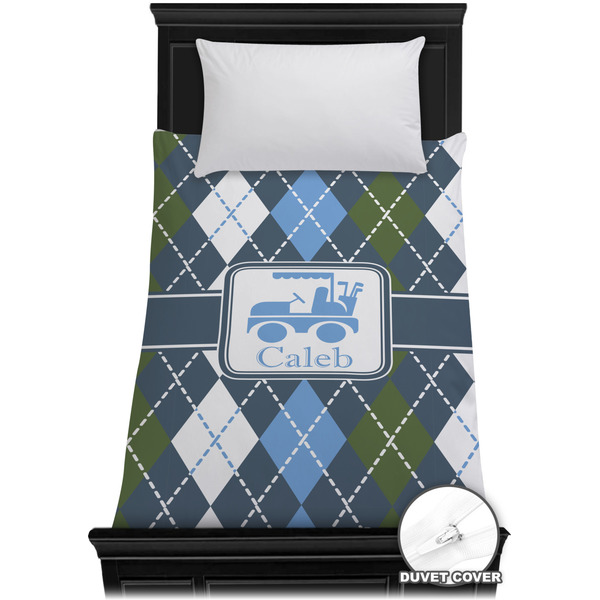 Custom Blue Argyle Duvet Cover - Twin XL (Personalized)