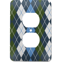 Blue Argyle Electric Outlet Plate