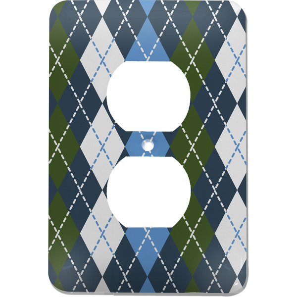 Custom Blue Argyle Electric Outlet Plate