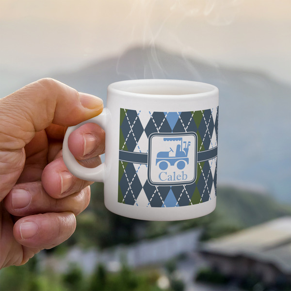 Custom Blue Argyle Single Shot Espresso Cup - Single (Personalized)