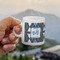 Blue Argyle Espresso Cup - 3oz LIFESTYLE (new hand)