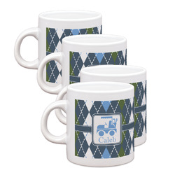 Blue Argyle Single Shot Espresso Cups - Set of 4 (Personalized)