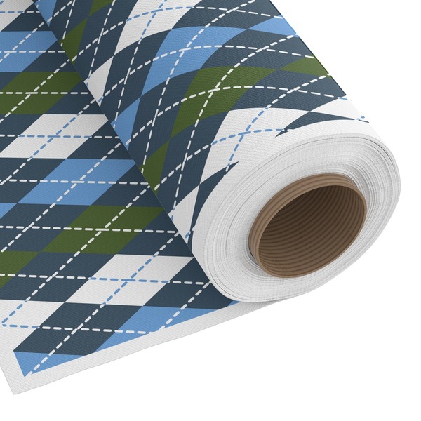 Custom Blue Argyle Fabric by the Yard - Copeland Faux Linen