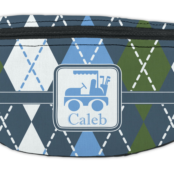 Blue Argyle Fanny Pack - Closeup
