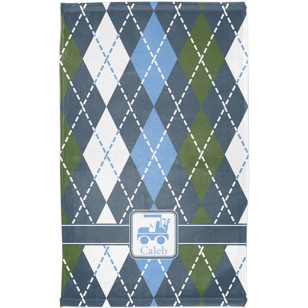 Blue Argyle Finger Tip Towel - Full View