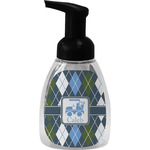 Blue Argyle Foam Soap Bottle - Black (Personalized)