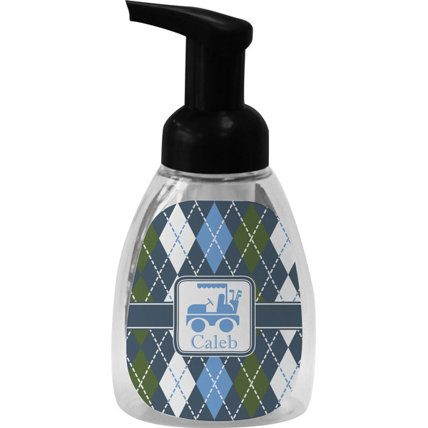 Custom Blue Argyle Foam Soap Bottle - Black (Personalized)