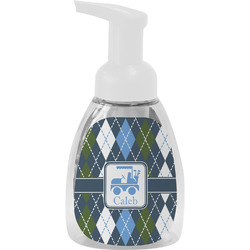Blue Argyle Foam Soap Bottle - White (Personalized)