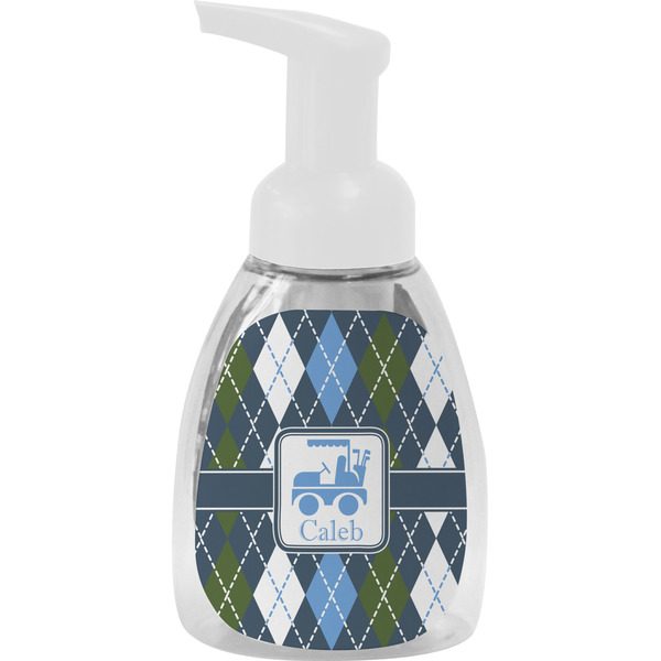 Custom Blue Argyle Foam Soap Bottle - White (Personalized)