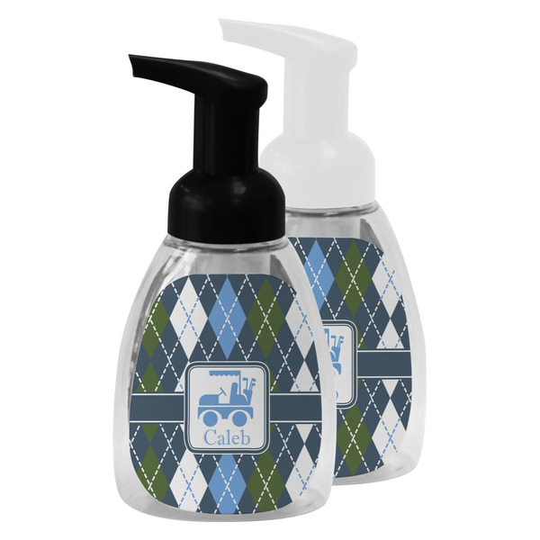 Blue Argyle Foam Soap Bottles - Main