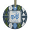 Blue Argyle Flat Glass Ornament - Round w/ Name or Text