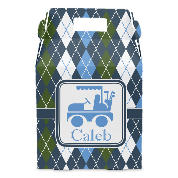 Blue Argyle Gable Favor Box - Front