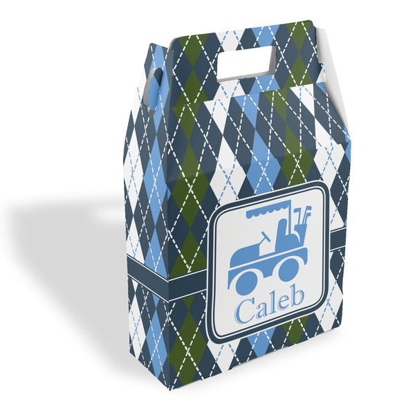 Custom Blue Argyle Gable Favor Box (Personalized)