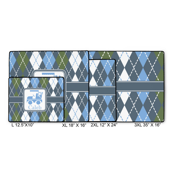 Blue Argyle Gaming Mats - SIZE CHART
