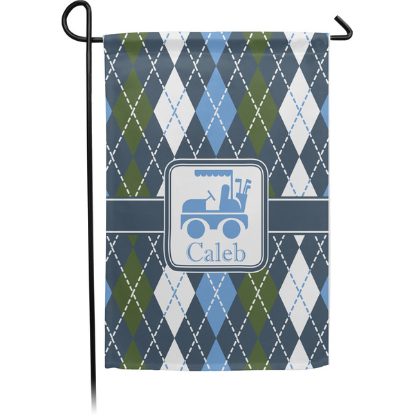 Custom Blue Argyle Small Garden Flag - Single Sided w/ Name or Text