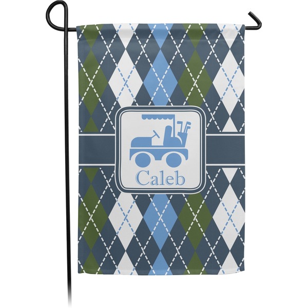 Custom Blue Argyle Small Garden Flag - Double Sided w/ Name or Text