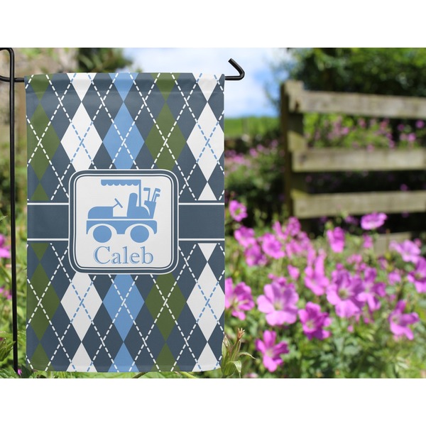 Blue Argyle Garden Flag - Outside In Flowers
