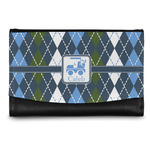 Blue Argyle Genuine Leather Women's Wallet - Small (Personalized)
