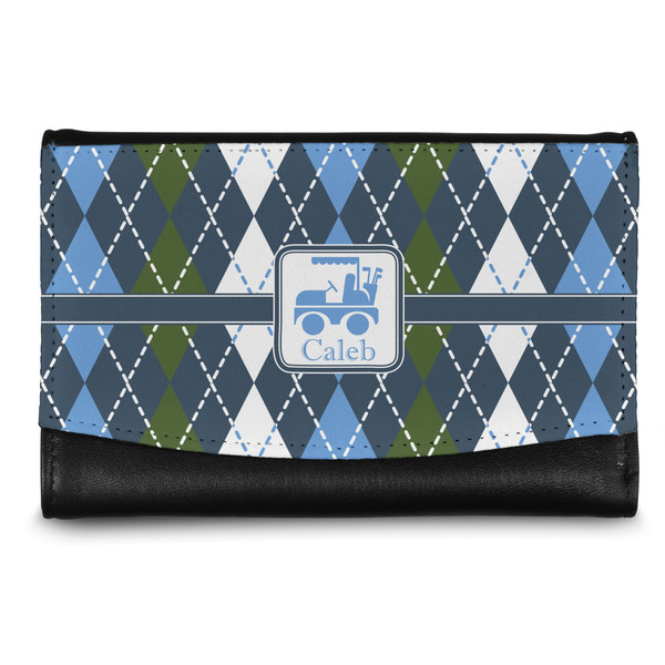 Custom Blue Argyle Genuine Leather Women's Wallet - Small (Personalized)