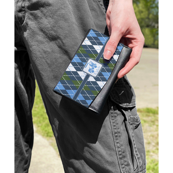 Blue Argyle Genuine Leather Womens Wallet - In Context