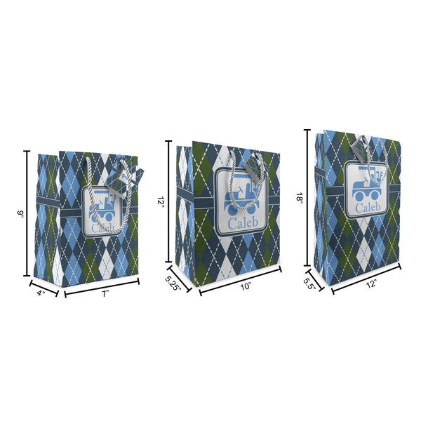 Blue Argyle Gift Bags - All Sizes - Dimensions