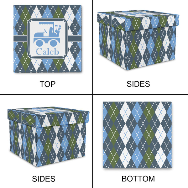 Blue Argyle Gift Boxes with Lid - Canvas Wrapped - Large - Approval