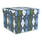 Blue Argyle Gift Boxes with Lid - Canvas Wrapped - Large - Front/Main