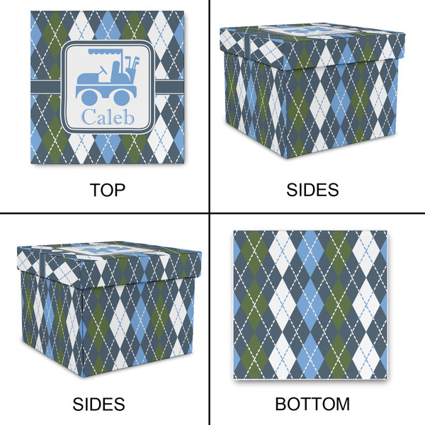 Blue Argyle Gift Boxes with Lid - Canvas Wrapped - Medium - Approval