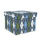 Blue Argyle Gift Box with Lid - Canvas Wrapped - Medium (Personalized)