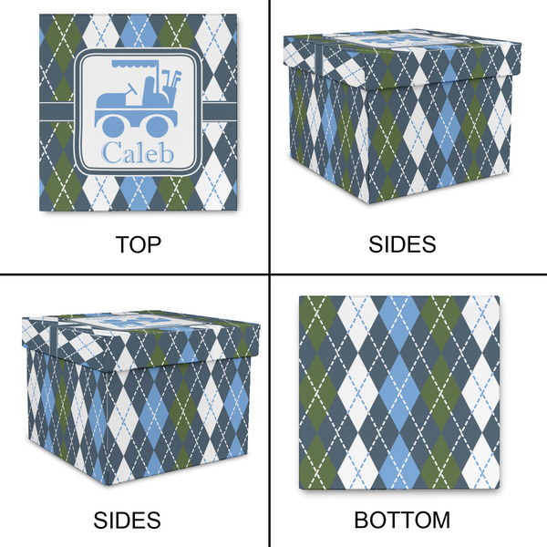 Blue Argyle Gift Boxes with Lid - Canvas Wrapped - Small - Approval