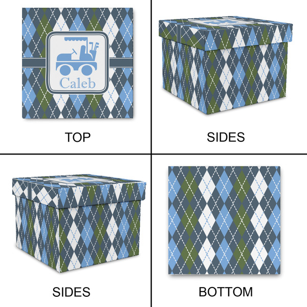 Blue Argyle Gift Boxes with Lid - Canvas Wrapped - X-Large - Approval
