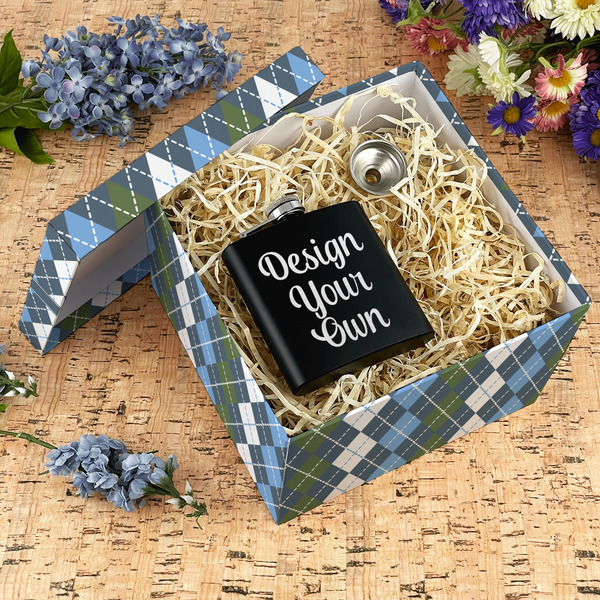 Blue Argyle Gift Boxes with Lid - Canvas Wrapped - X-Large - In Context