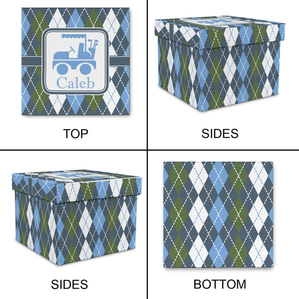Blue Argyle Gift Boxes with Lid - Canvas Wrapped - XX-Large - Approval