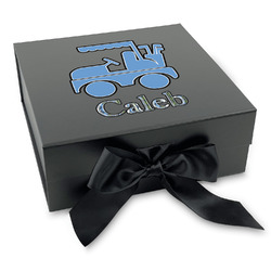 Blue Argyle Gift Box with Magnetic Lid - Black (Personalized)