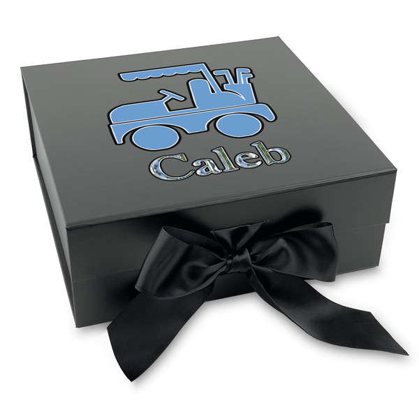 Custom Blue Argyle Gift Box with Magnetic Lid - Black (Personalized)