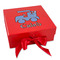 Blue Argyle Gift Boxes with Magnetic Lid - Red - Front