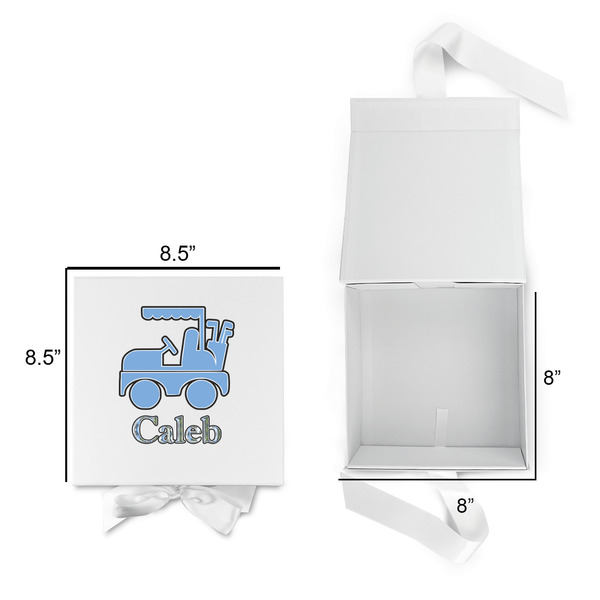 Blue Argyle Gift Boxes with Magnetic Lid - White - Open & Closed