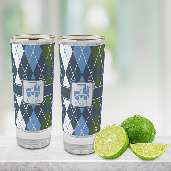 Blue Argyle Glass Shot Glass - 2 oz - LIFESTYLE