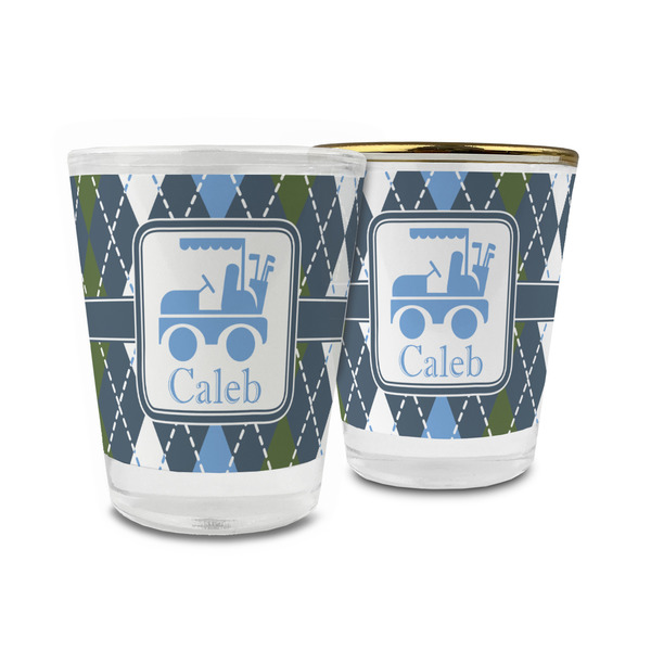 Custom Blue Argyle Glass Shot Glass - 1.5 oz (Personalized)