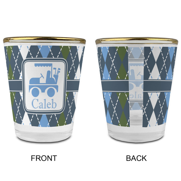 Blue Argyle Glass Shot Glass - with gold rim - APPROVAL