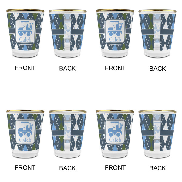 Blue Argyle Glass Shot Glass - with gold rim - Set of 4 - APPROVAL