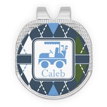Blue Argyle Golf Ball Marker - Hat Clip - Silver